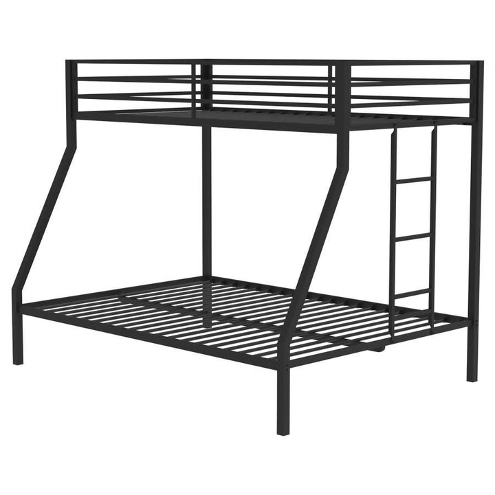 Alevera - Metal Twin Over Full Bunk Bed With Ladder - Black Bunk Bed modern furniture Contempo Furniture
