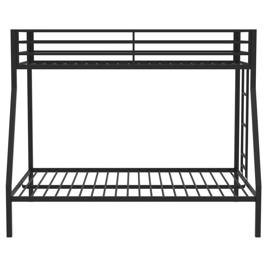 Alevera - Metal Twin Over Full Bunk Bed With Ladder - Black Bunk Bed modern furniture Contempo Furniture