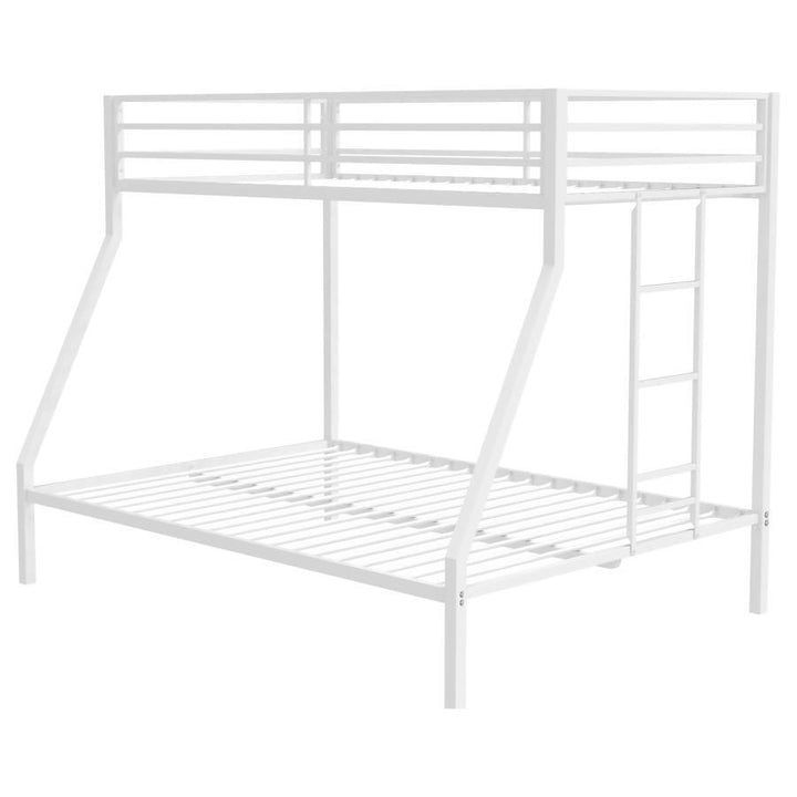 Alevera - Metal Twin Over Full Bunk Bed With Ladder - White Bunk Bed modern furniture Contempo Furniture