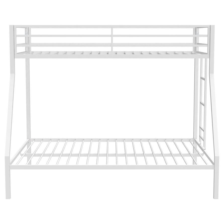 Alevera - Metal Twin Over Full Bunk Bed With Ladder - White Bunk Bed modern furniture Contempo Furniture
