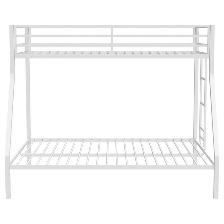 Alevera - Metal Twin Over Full Bunk Bed With Ladder - White Bunk Bed modern furniture Contempo Furniture