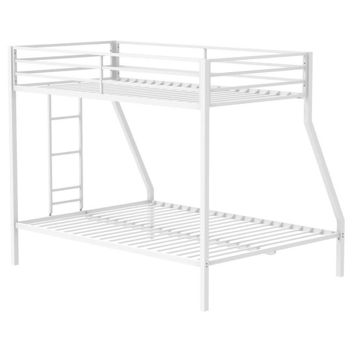 Alevera - Metal Twin Over Full Bunk Bed With Ladder - White Bunk Bed modern furniture Contempo Furniture