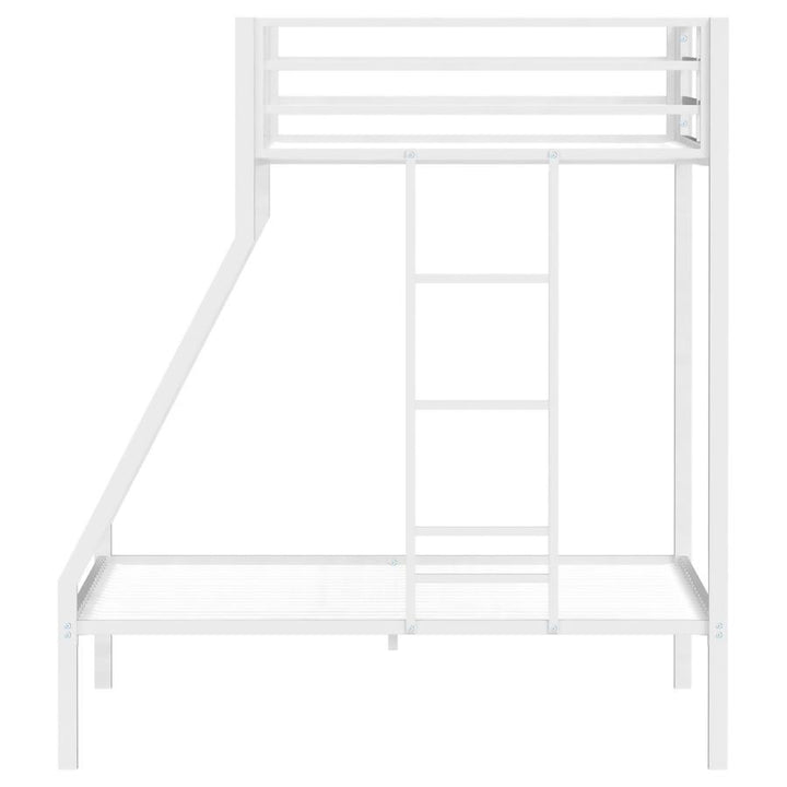 Alevera - Metal Twin Over Full Bunk Bed With Ladder - White Bunk Bed modern furniture Contempo Furniture