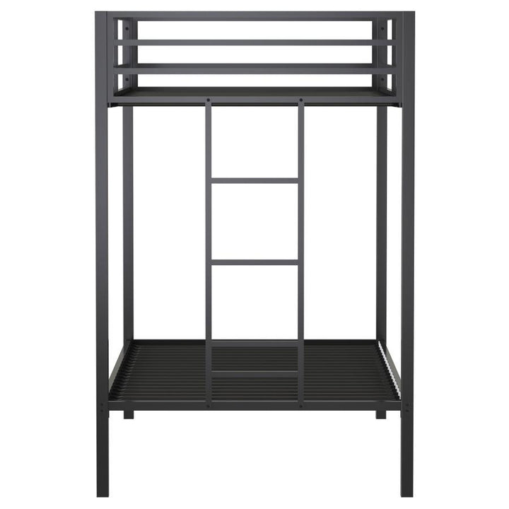 Alevera - Metal Twin Over Twin Bunk Bed With Ladder - Black Bunk Bed modern furniture Contempo Furniture