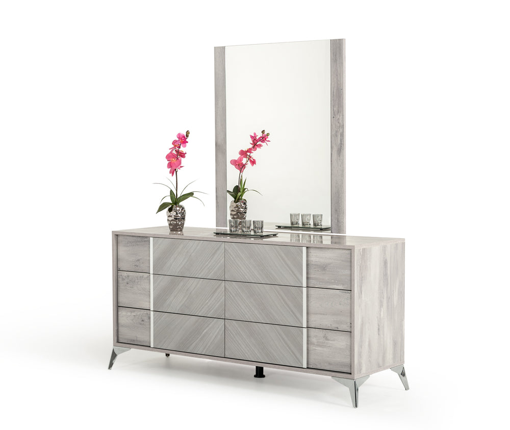 Alexa Italian Modern Grey Mirror - View 5