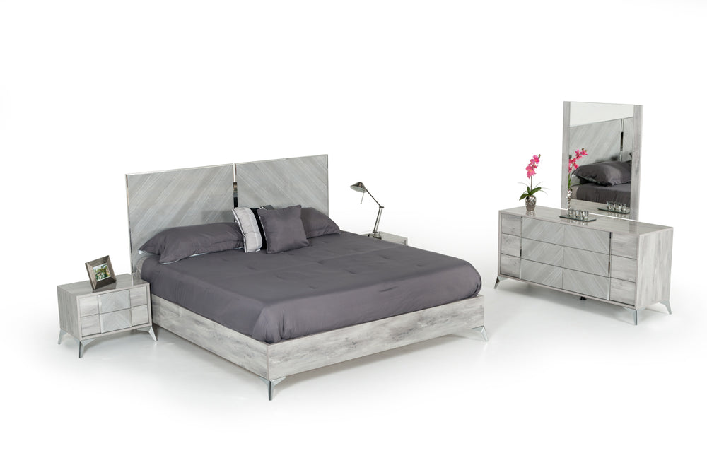 Alexa Italian Modern Grey Bed - View 3