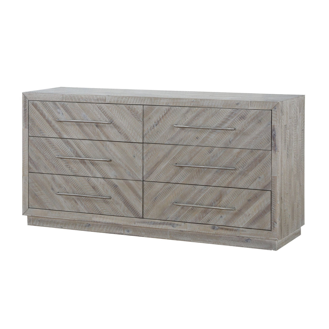 Alexandra Solid Wood Six Drawer Dresser in Rustic Latte Dresser modern furniture Contempo Furniture