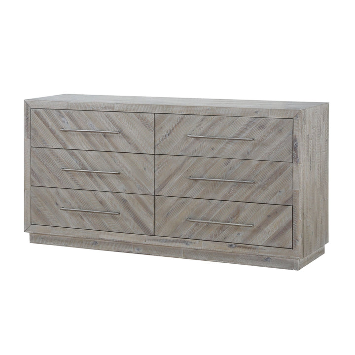 Alexandra Solid Wood Six Drawer Dresser in Rustic Latte Dresser modern furniture Contempo Furniture