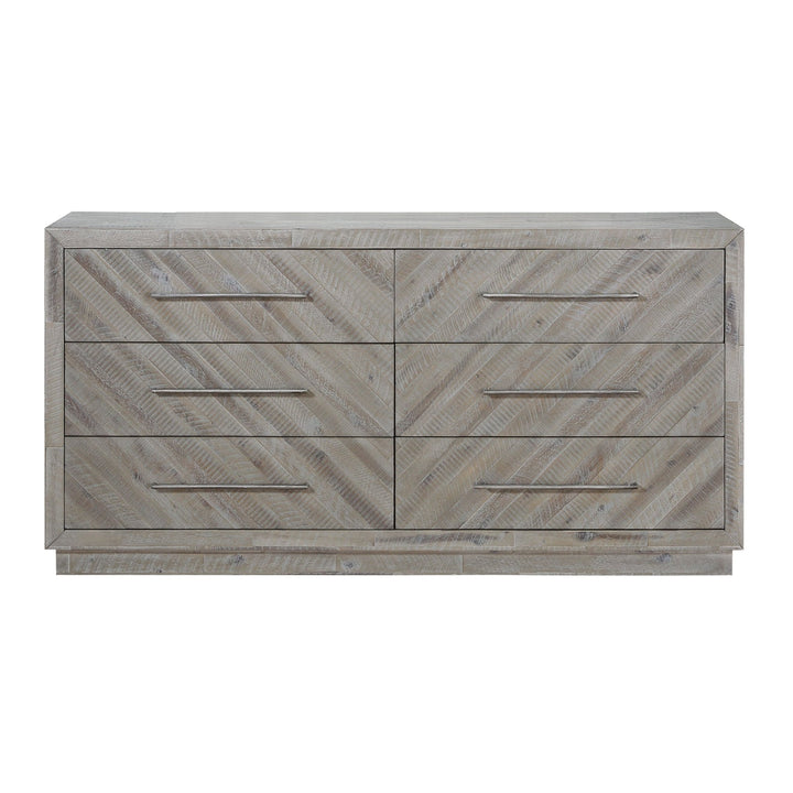 Alexandra Solid Wood Six Drawer Dresser in Rustic Latte Dresser modern furniture Contempo Furniture
