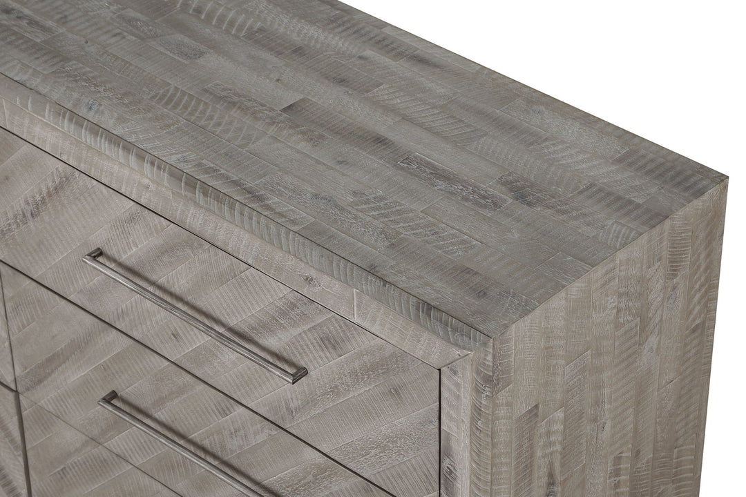 Alexandra Solid Wood Six Drawer Dresser in Rustic Latte Dresser modern furniture Contempo Furniture