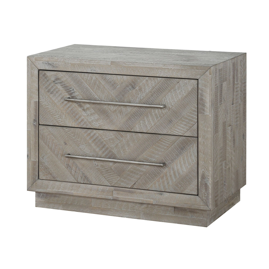Alexandra Solid Wood Two Drawer Nightstand in Rustic Latte Nightstand modern furniture Contempo Furniture