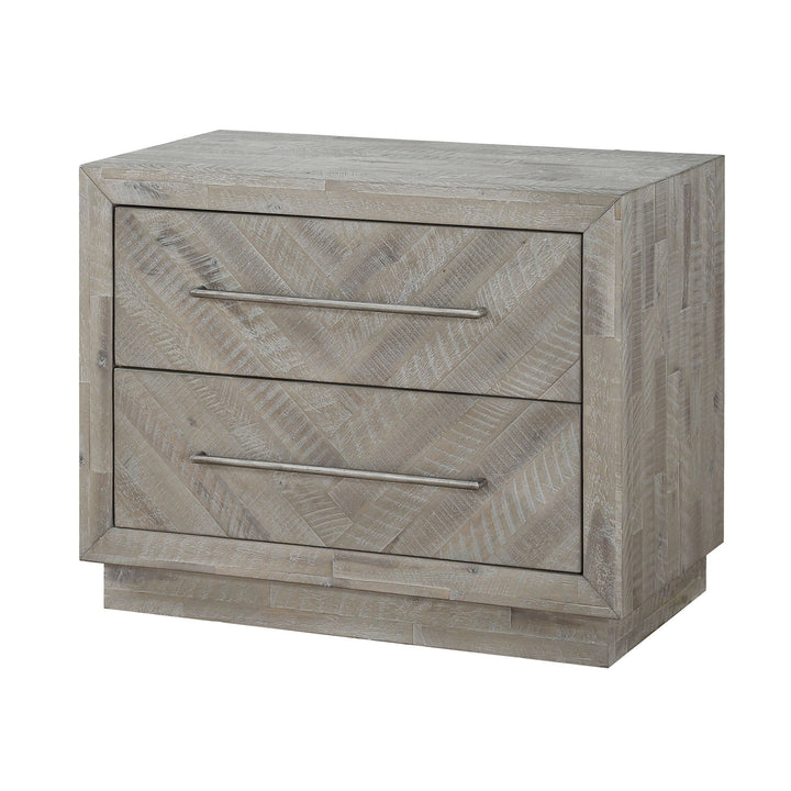 Alexandra Solid Wood Two Drawer Nightstand in Rustic Latte Nightstand modern furniture Contempo Furniture