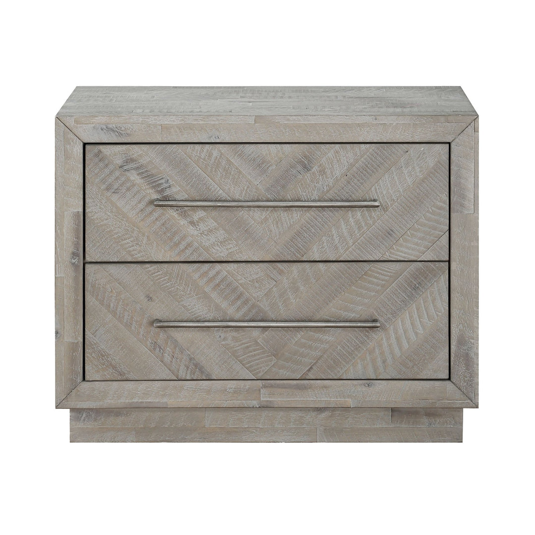 Alexandra Solid Wood Two Drawer Nightstand in Rustic Latte Nightstand modern furniture Contempo Furniture
