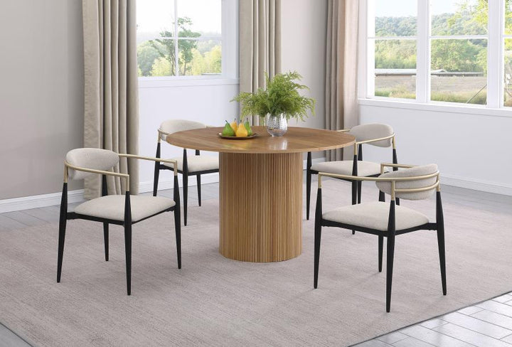 Alexis - Fabric Upholstered Dining Arm Chair (Set of 2) - Beige Chair Set modern furniture Contempo Furniture