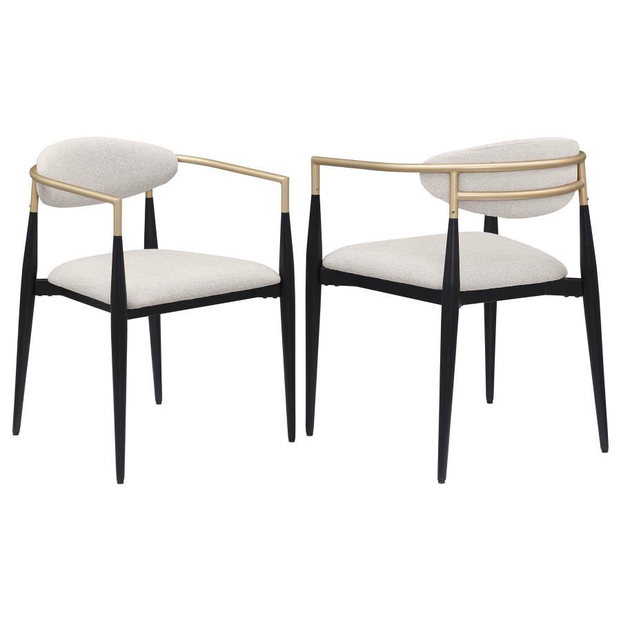 Alexis - Fabric Upholstered Dining Arm Chair (Set of 2) - Beige Chair Set modern furniture Contempo Furniture