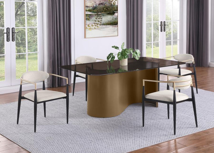 Alexis - Fabric Upholstered Dining Arm Chair (Set of 2) - Beige Chair Set modern furniture Contempo Furniture