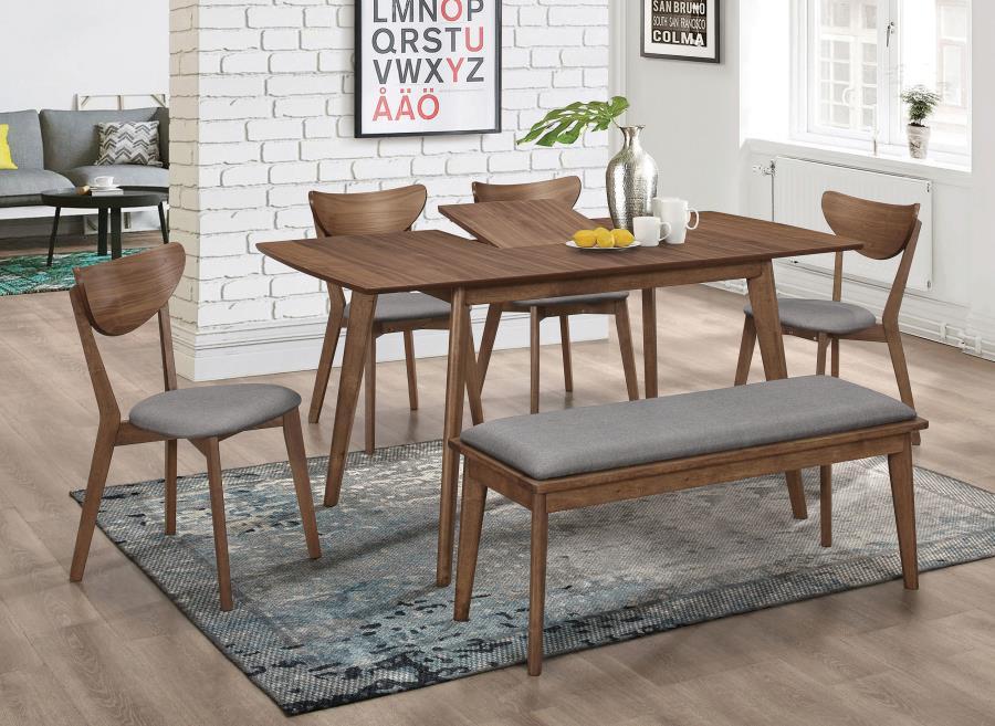 Alfredo - 6 Piece Butterfly Leaf Dining Set - Natural Walnut 6 - Piece Dining Room Set modern furniture Contempo Furniture