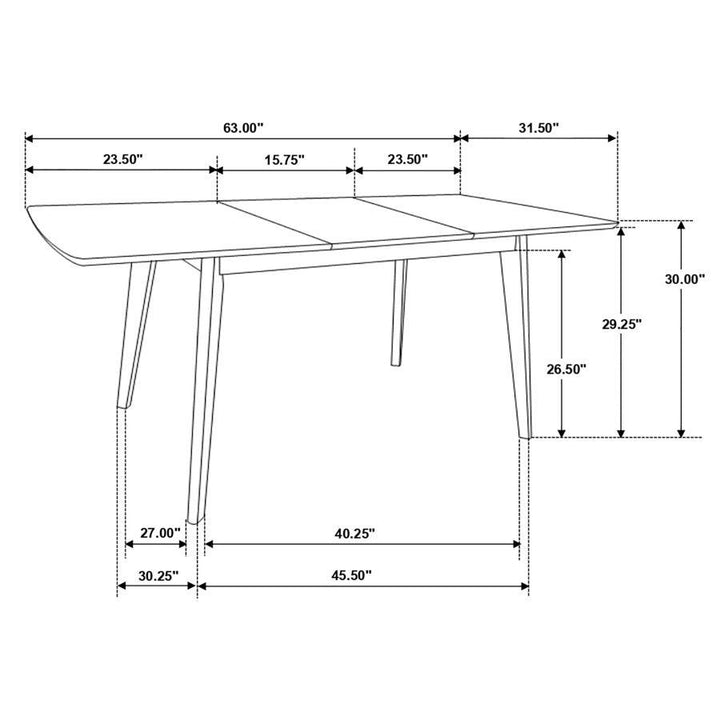 Alfredo - Extension Leaf Dining Table - Natural Walnut Dining Table with Extension modern furniture Contempo Furniture