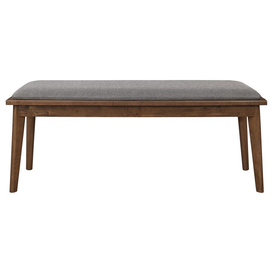 Alfredo - Upholstered Dining Bench - Gray And Natural Walnut Upholstered Bench modern furniture Contempo Furniture