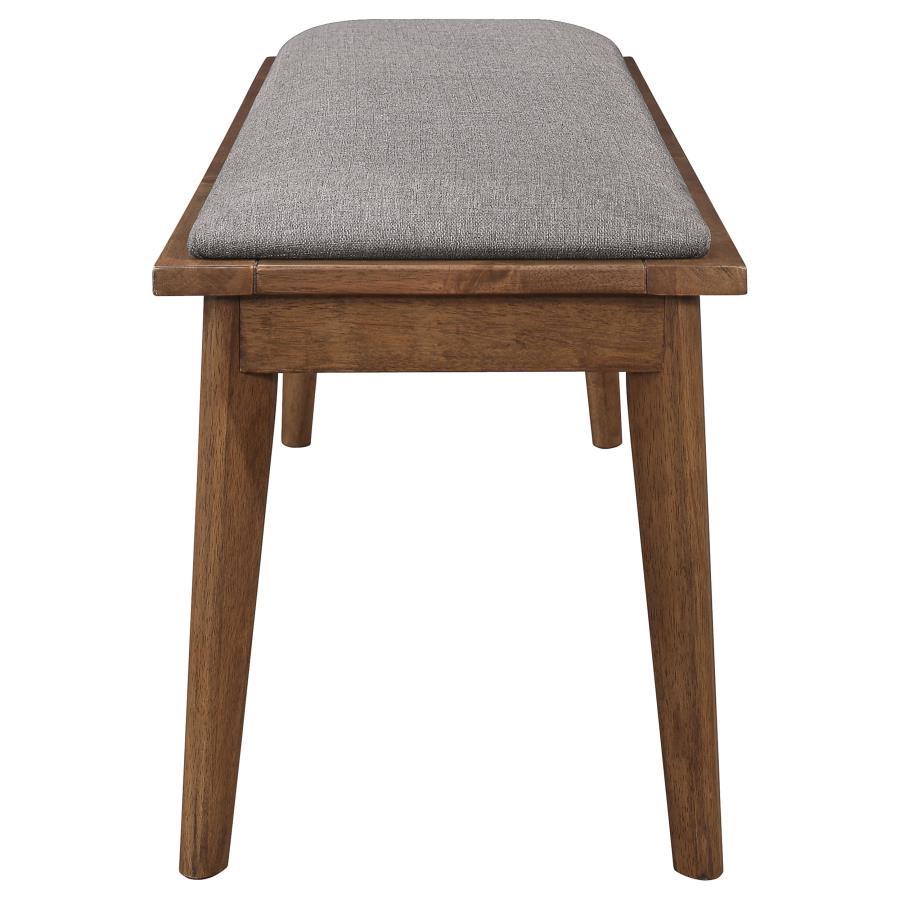 Alfredo - Upholstered Dining Bench - Gray And Natural Walnut Upholstered Bench modern furniture Contempo Furniture