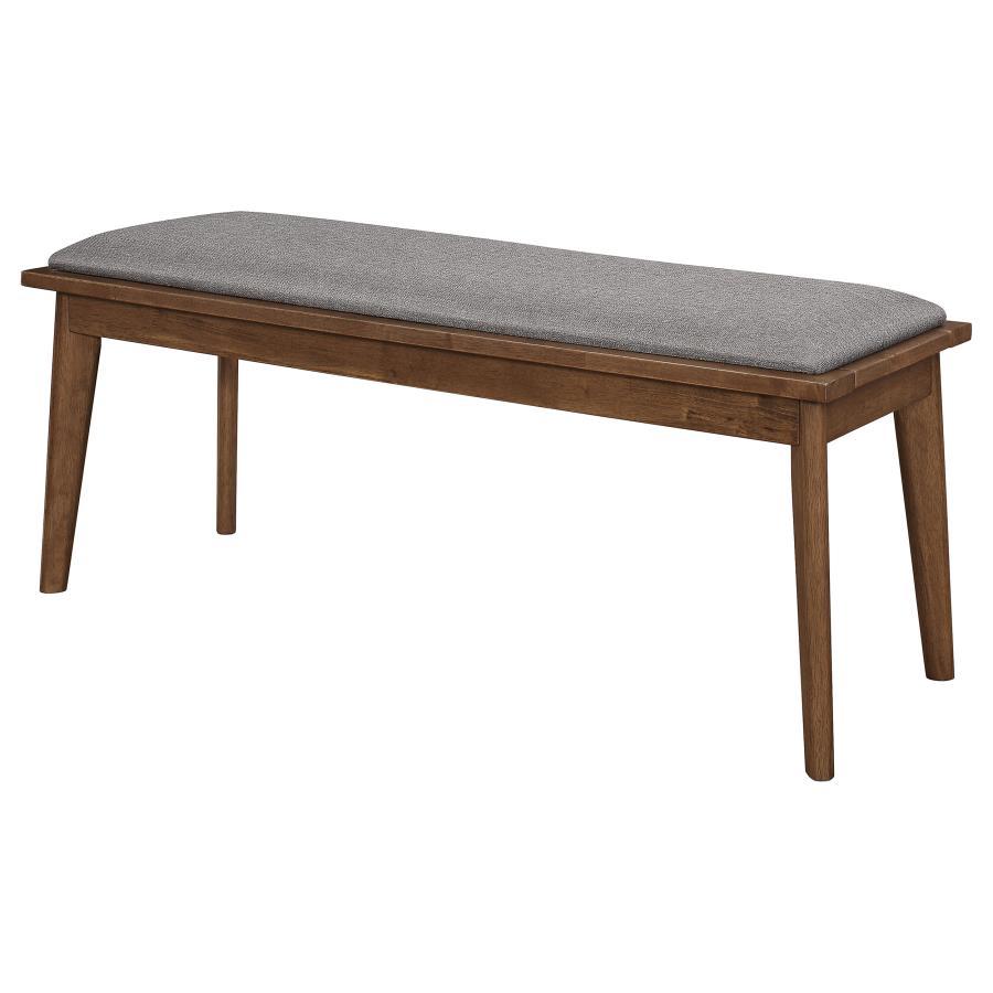 Alfredo - Upholstered Dining Bench - Gray And Natural Walnut Upholstered Bench modern furniture Contempo Furniture