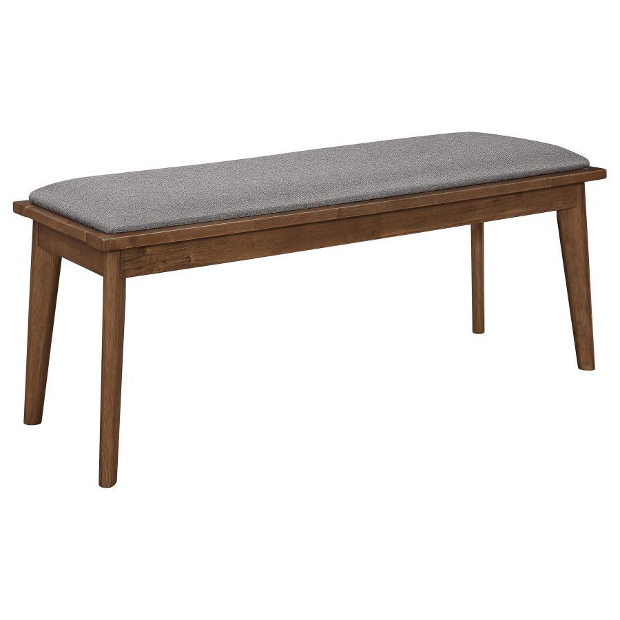 Alfredo - Upholstered Dining Bench - Gray And Natural Walnut Upholstered Bench modern furniture Contempo Furniture