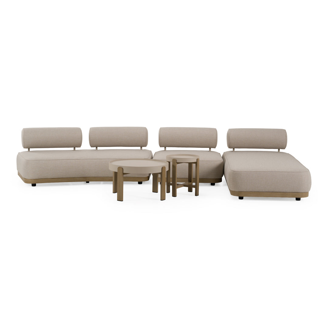 Alicante - Outdoor Grey Fabric + Latte 5-Piece Sofa Set