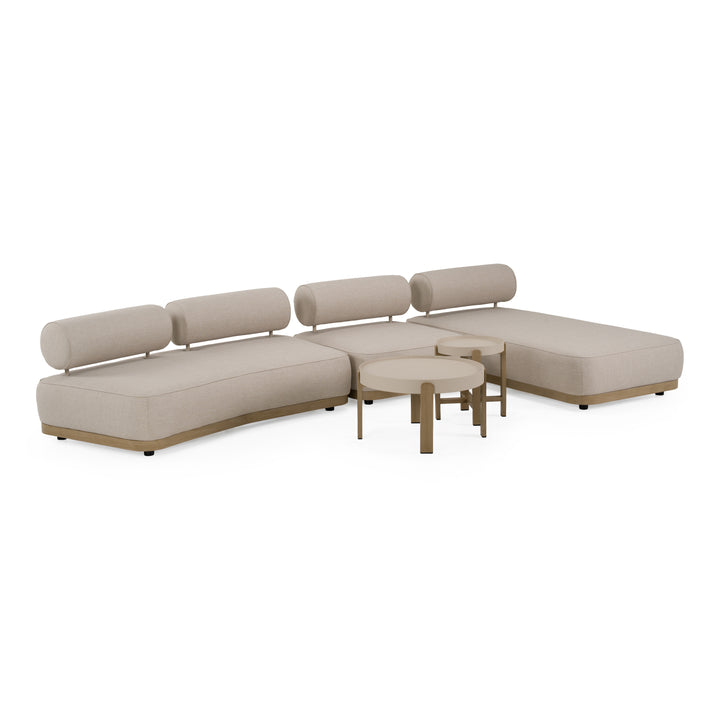 Alicante - Outdoor Grey Fabric + Latte 5-Piece Sofa Set
