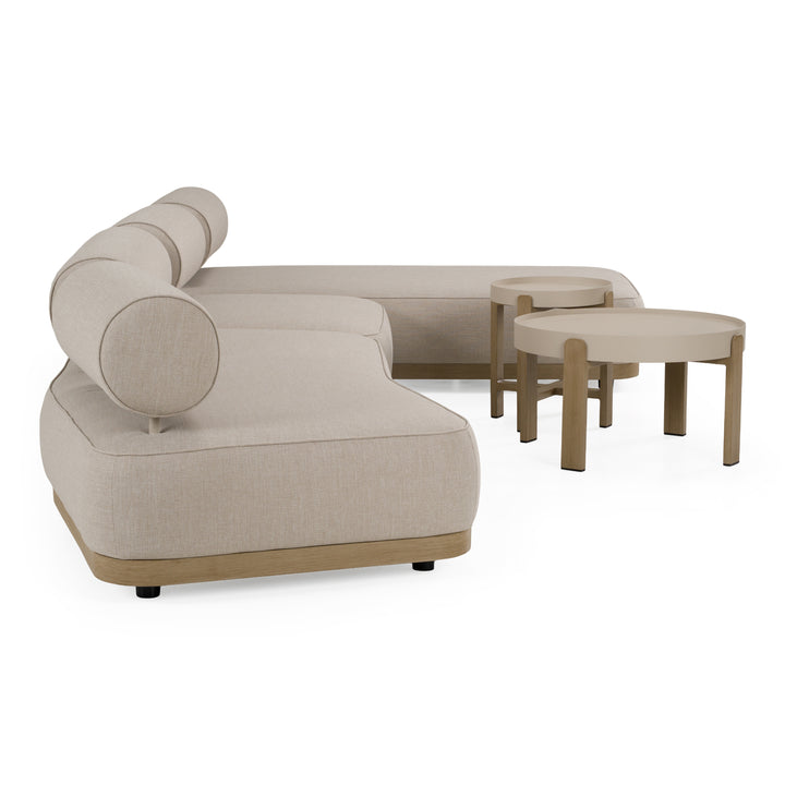 Alicante - Outdoor Grey Fabric + Latte 5-Piece Sofa Set