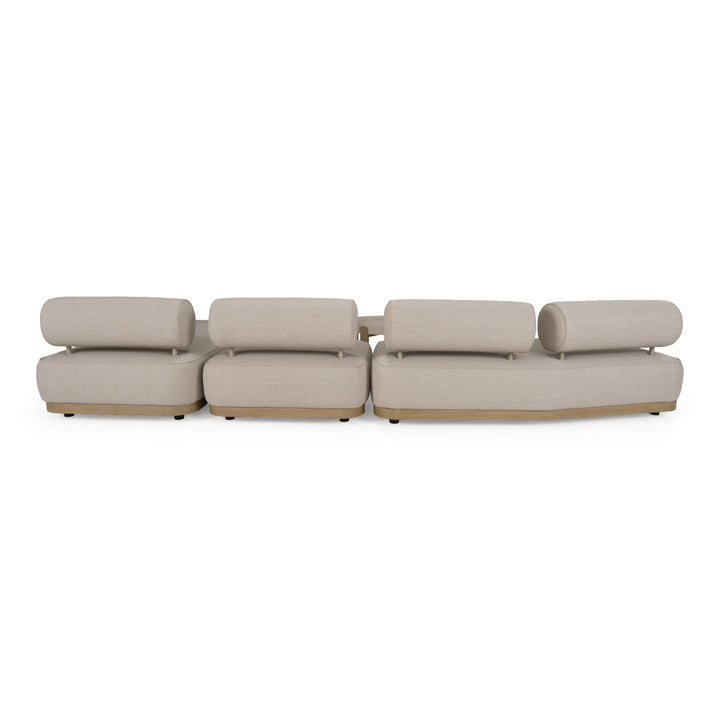 Alicante - Outdoor Grey Fabric + Latte 5-Piece Sofa Set