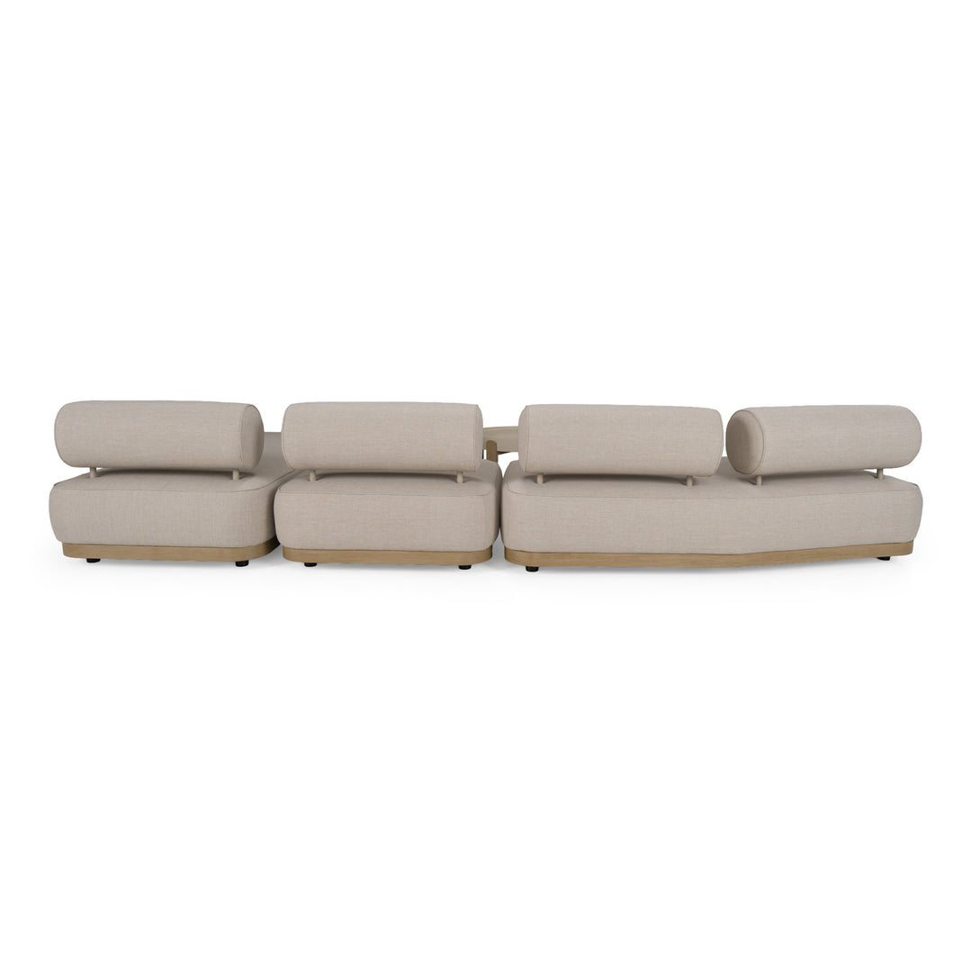 Alicante - Outdoor Grey Fabric + Latte 5-Piece Sofa Set