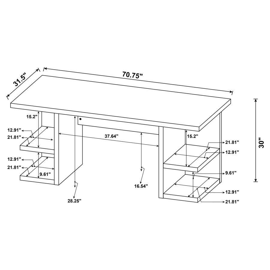Alice - 4 - Shelf Engineered Wood Writing Desk - White Writing Desk modern furniture Contempo Furniture