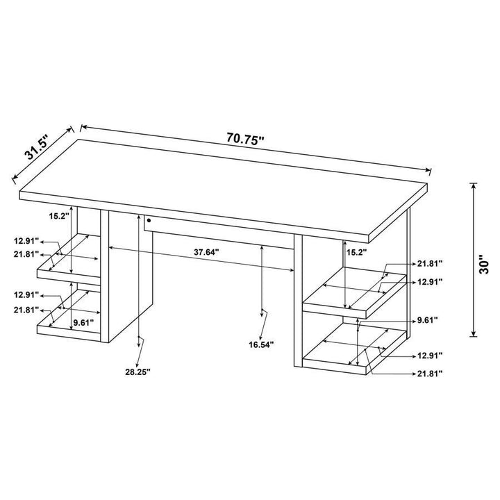 Alice - 4 - Shelf Engineered Wood Writing Desk - White Writing Desk modern furniture Contempo Furniture
