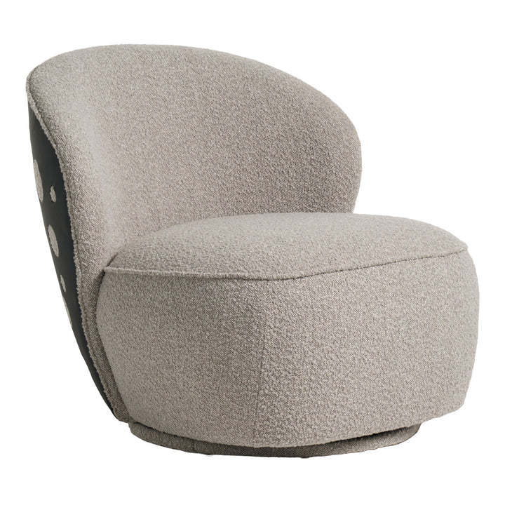 Allis - Glam Grey and Black Fabric Swivel Accent Chair