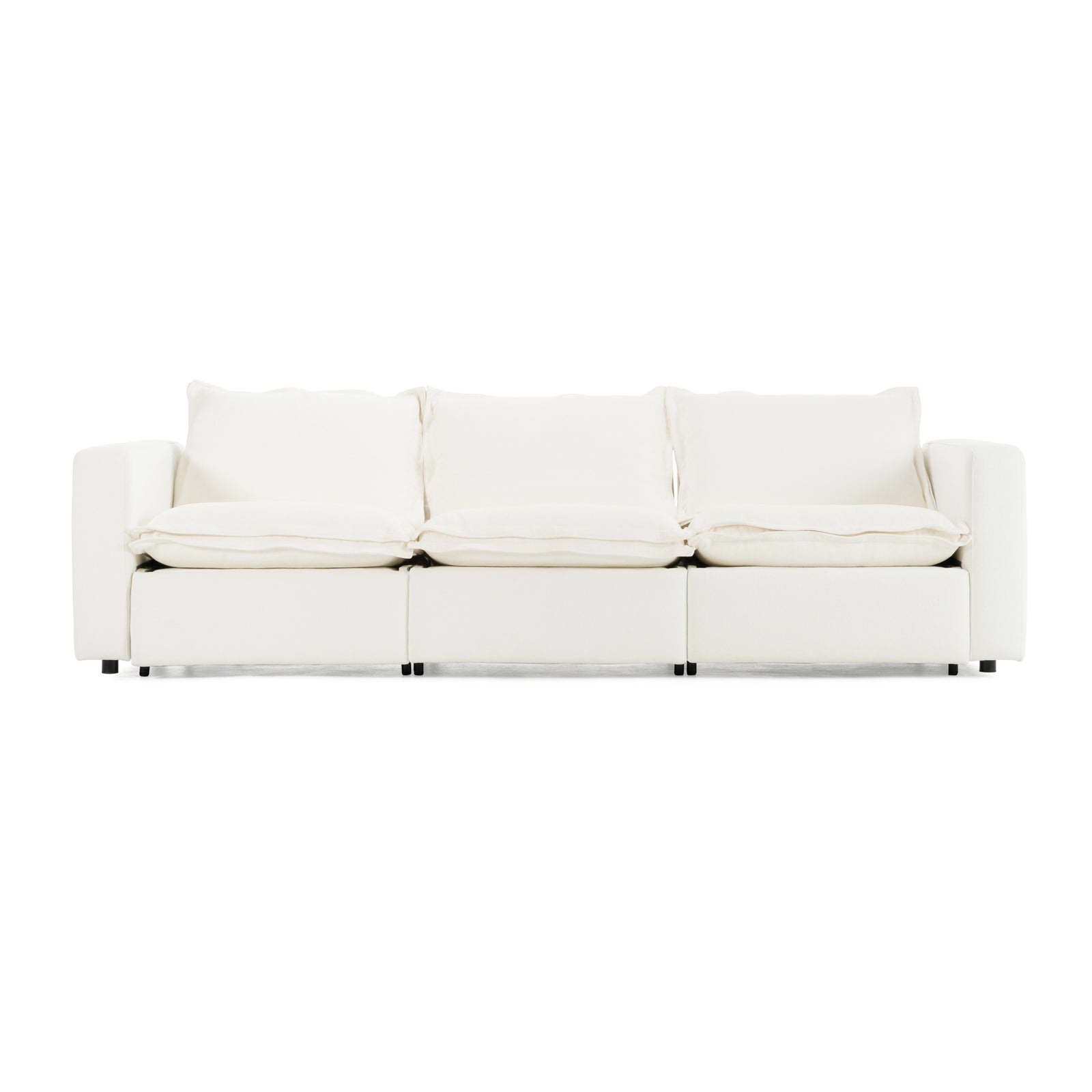 Almagre - Modern White Fabric Sofa with 3 Electric Recliners