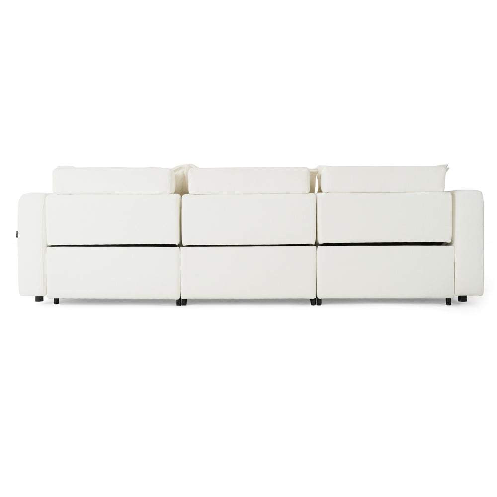 Almagre - Modern White Fabric Sofa w/ 3 Electric Recliners - View 4