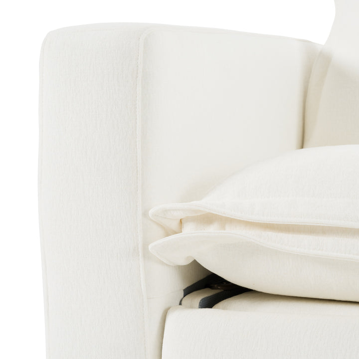 Almagre - Modern White Fabric Sofa w/ 3 Electric Recliners