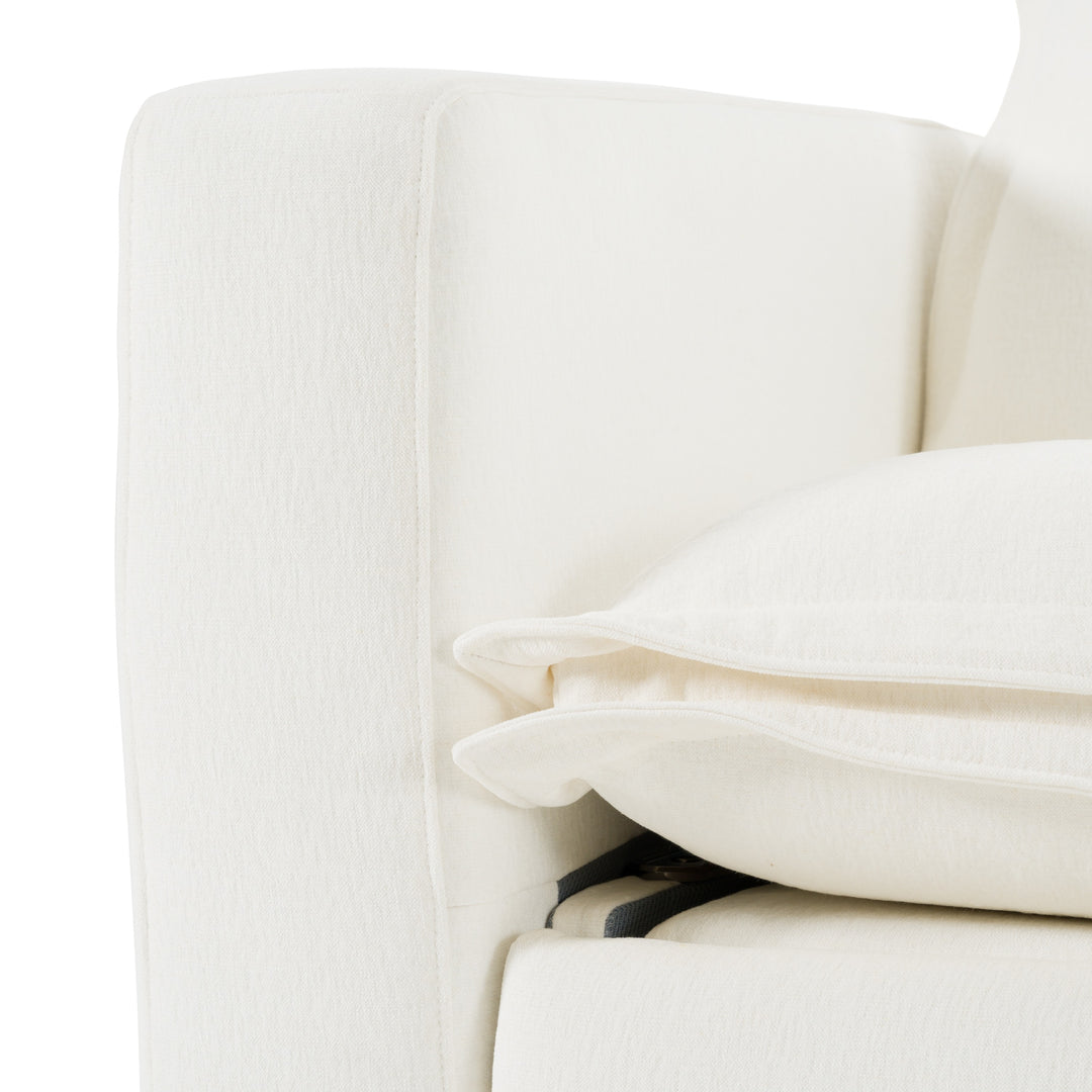 Almagre - Modern White Fabric Sofa w/ 3 Electric Recliners