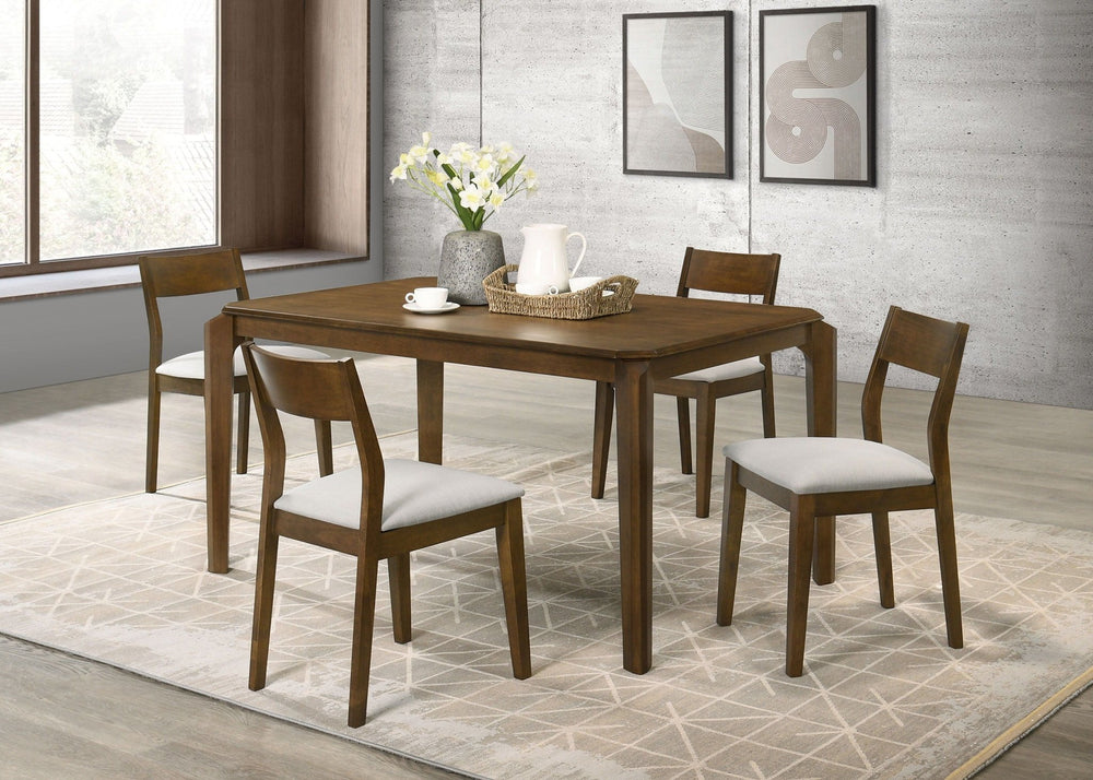 Almonte - 5 Piece Rectangular Dining Set - Dark Brown 5 - Piece Dining Room Set modern furniture Contempo Furniture