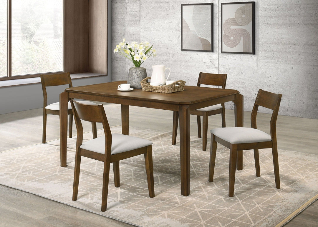 Almonte - 5 Piece Rectangular Dining Set - Dark Brown 5 - Piece Dining Room Set modern furniture Contempo Furniture