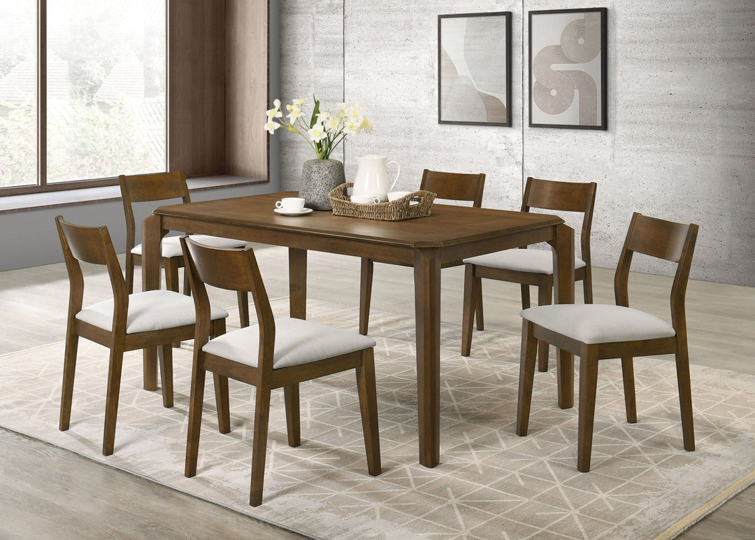 Almonte - 7 Piece Rectangular Dining Set - Dark Brown 7 - Piece Dining Room Set modern furniture Contempo Furniture