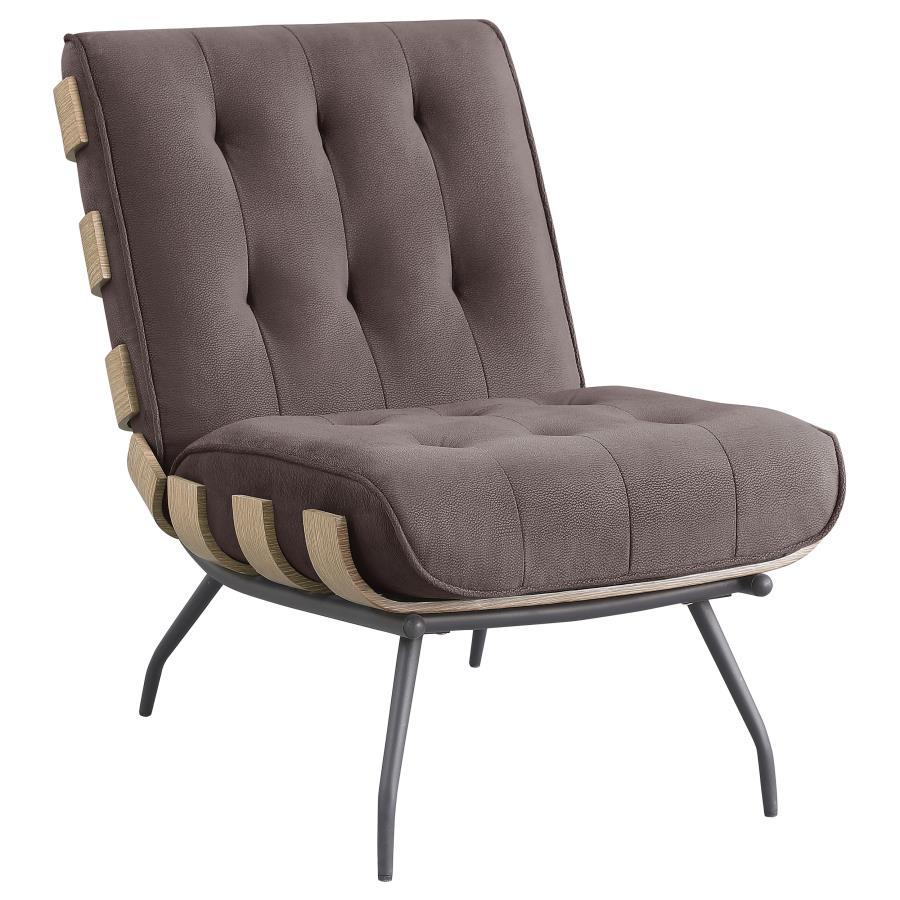 Aloma - Upholstered Tufted Armless Accent Chair - Brown Armless Chair modern furniture Contempo Furniture