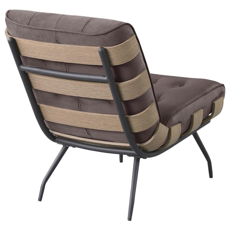 Aloma - Upholstered Tufted Armless Accent Chair - Brown Armless Chair modern furniture Contempo Furniture