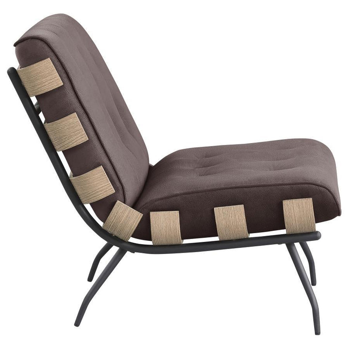 Aloma - Upholstered Tufted Armless Accent Chair - Brown Armless Chair modern furniture Contempo Furniture