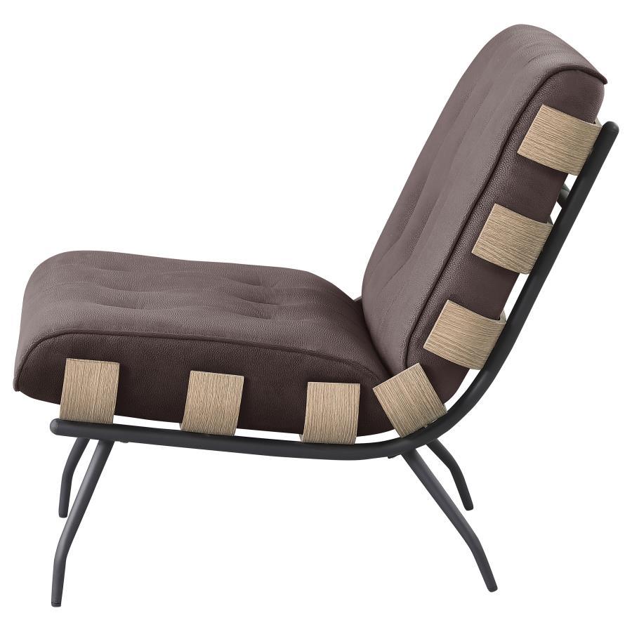 Aloma - Upholstered Tufted Armless Accent Chair - Brown Armless Chair modern furniture Contempo Furniture