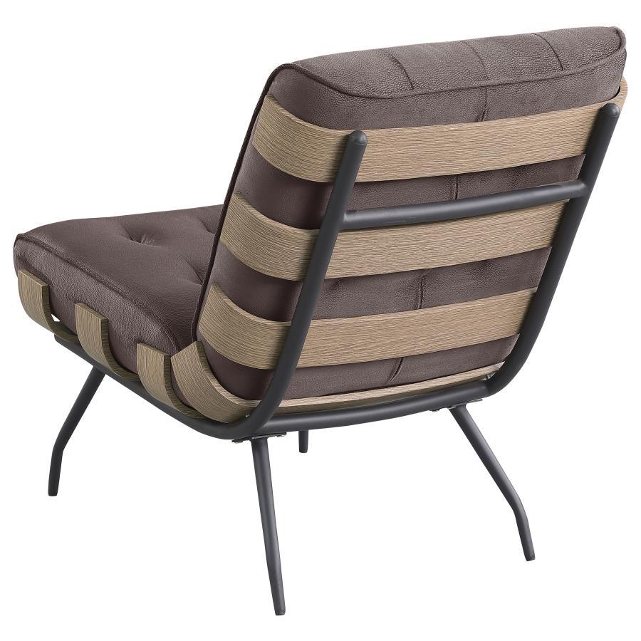 Aloma - Upholstered Tufted Armless Accent Chair - Brown Armless Chair modern furniture Contempo Furniture