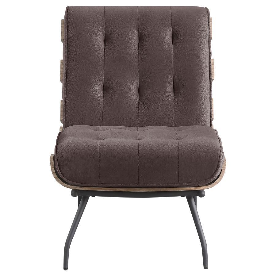 Aloma - Upholstered Tufted Armless Accent Chair - Brown Armless Chair modern furniture Contempo Furniture