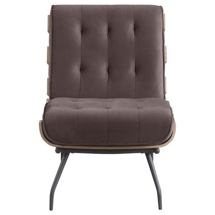 Aloma - Upholstered Tufted Armless Accent Chair - Brown Armless Chair modern furniture Contempo Furniture