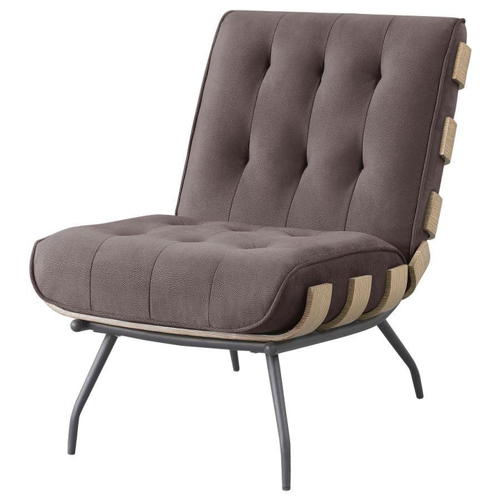 Aloma - Upholstered Tufted Armless Accent Chair - Brown Armless Chair modern furniture Contempo Furniture