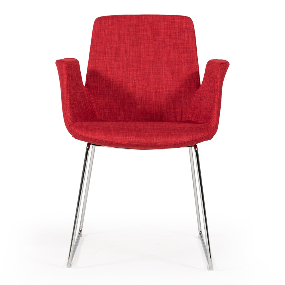 Altair Mid-Century Red Fabric Dining Chair